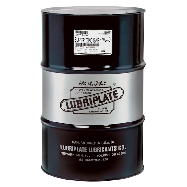 Lubriplate Gpo M.O. Sae 15W-40 Cj-4, Drum, Sae 15W-40 Heavy Duty Automotive Oil For Gasoline And Diesel L0755-062 - main